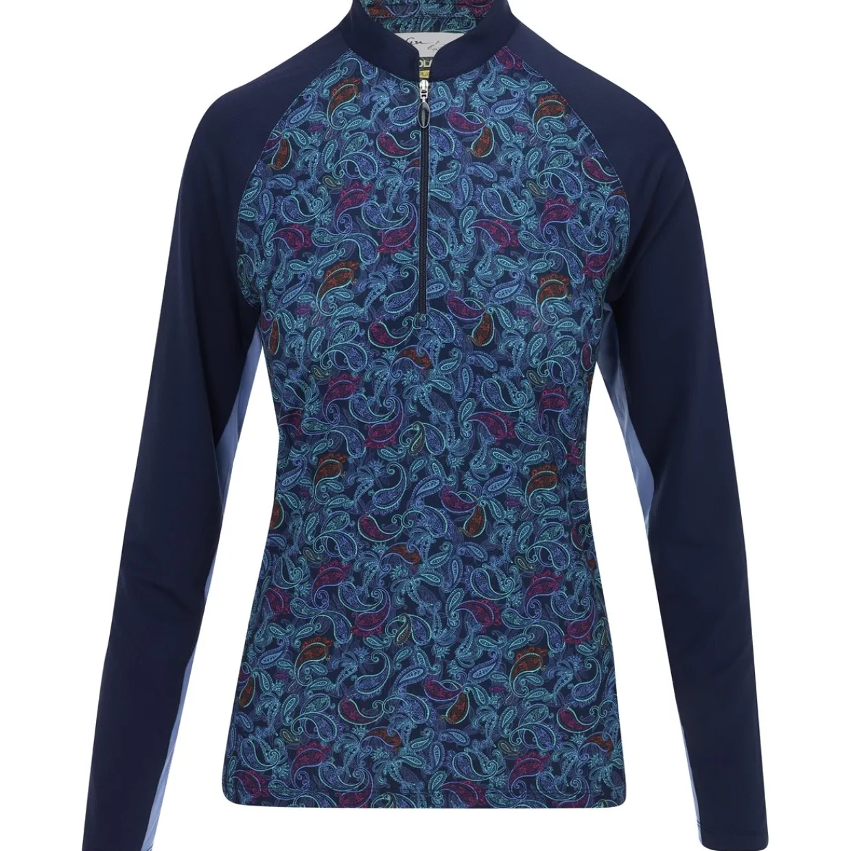 Greg Norman Ladies Golf Apparel^oar XP Paiey Print 1/2 Zip Outerwear Puover Gof Appare
