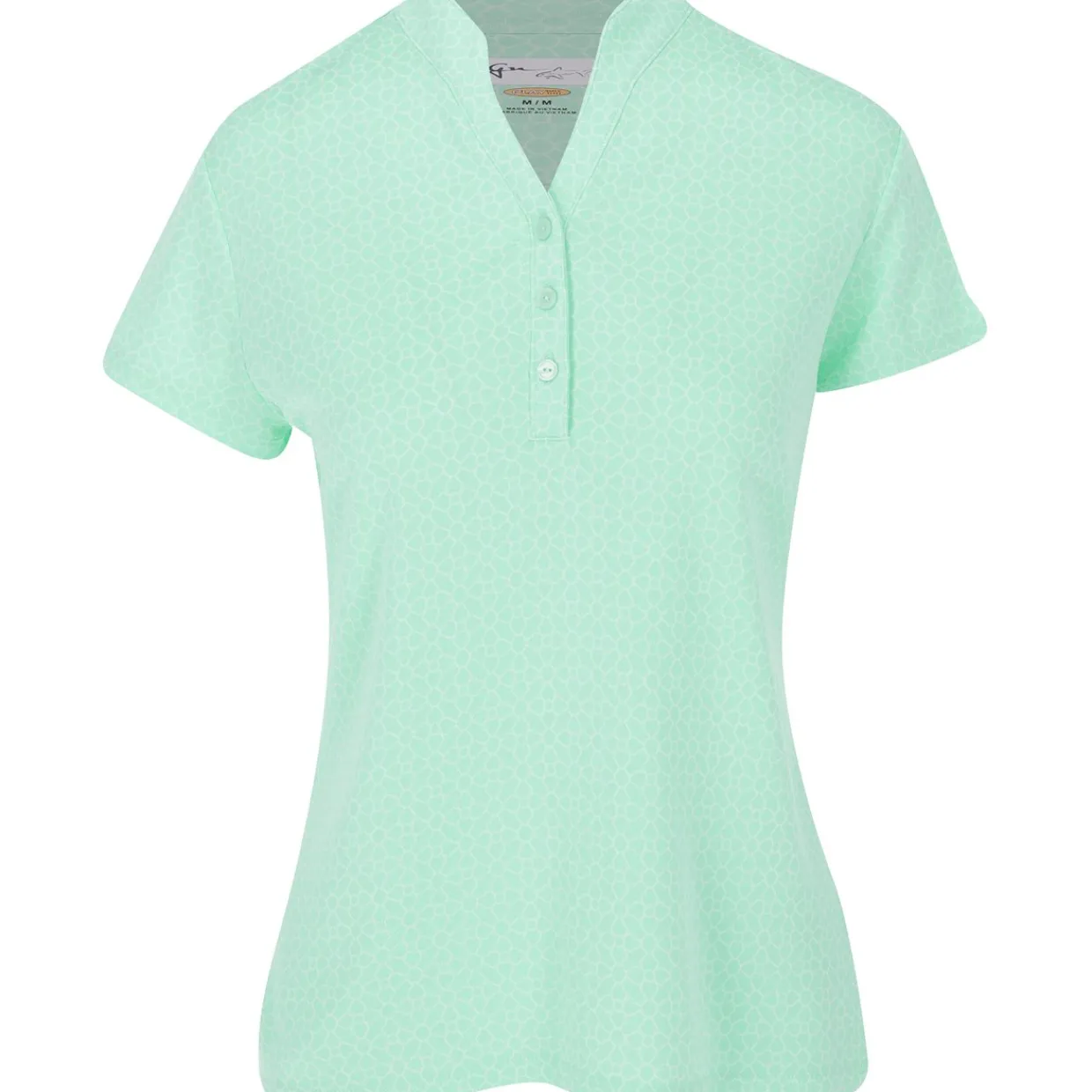 Greg Norman Ladies Golf Apparel^Trei Jacquard Button hirt Poo hort eeve Gof Appare