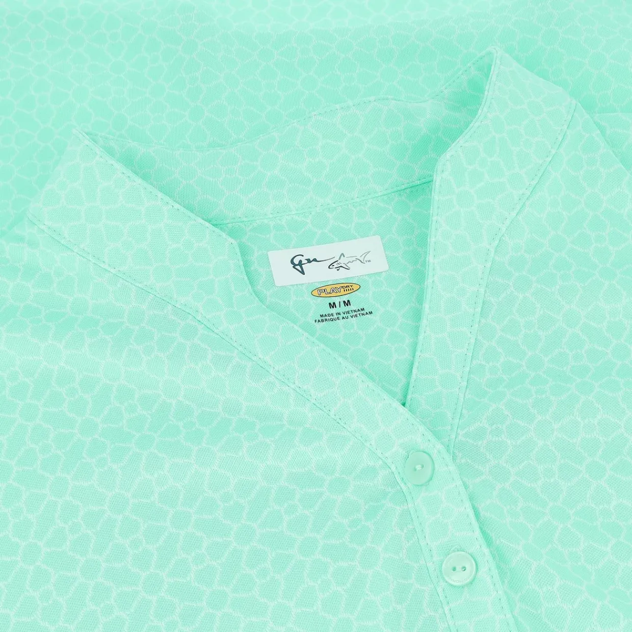 Greg Norman Ladies Golf Apparel^Trei Jacquard Button hirt Poo hort eeve Gof Appare