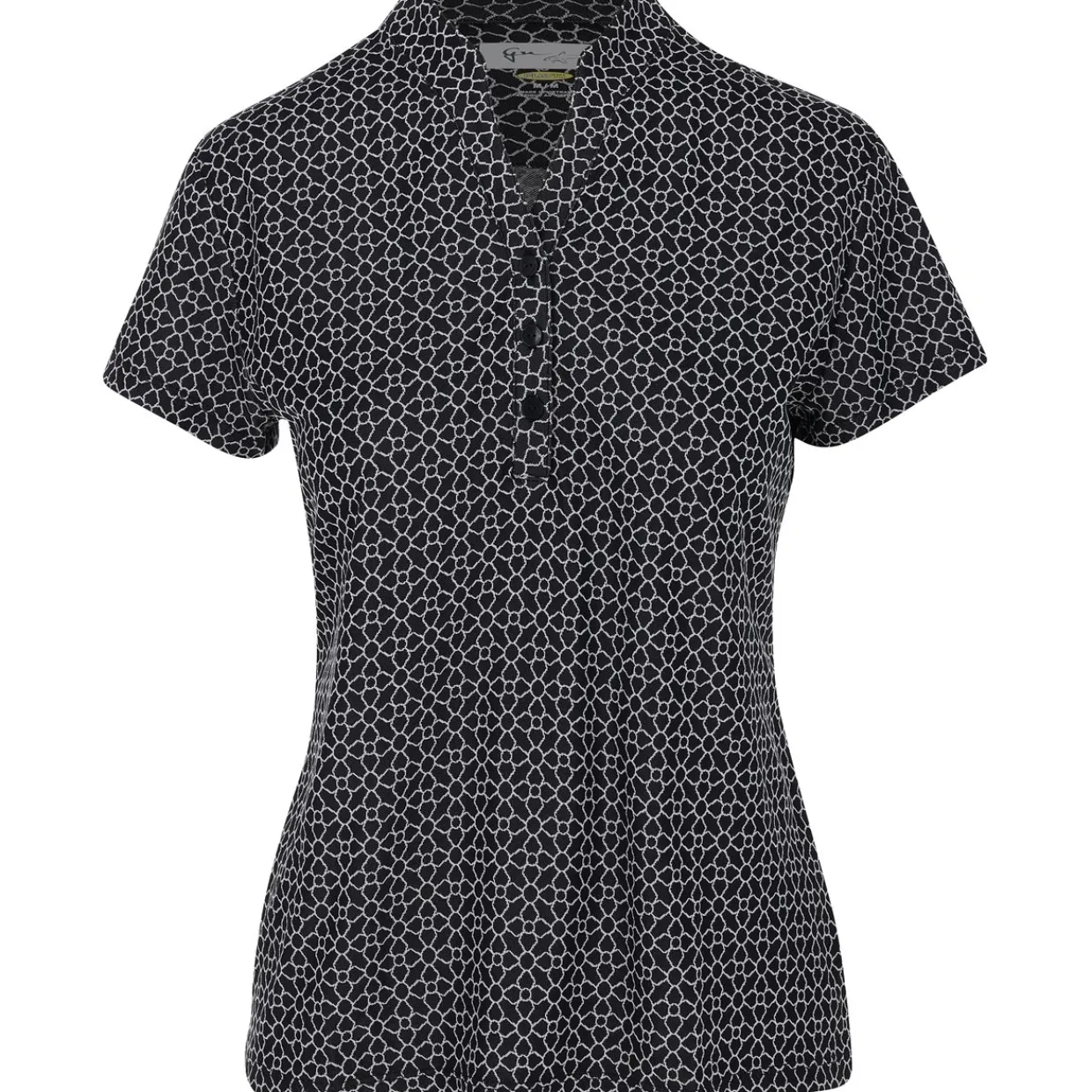Greg Norman Ladies Golf Apparel^Trei Jacquard Button hirt Poo hort eeve Gof Appare