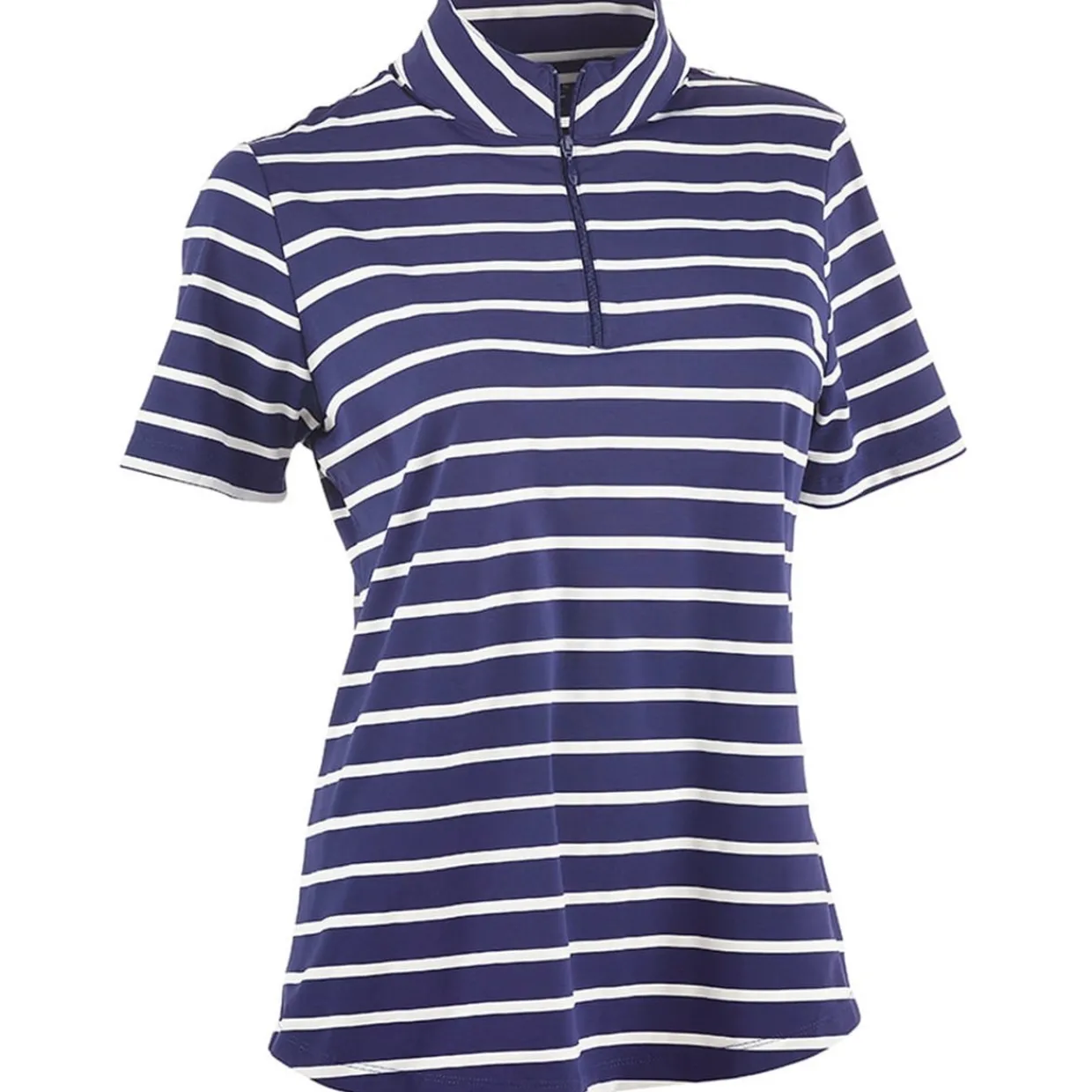 IBKUL Ladies Golf Apparel^hort eeve 1/4-Zip ock Neck Top - Wide tripe hirt Poo hort eeve Gof Appare