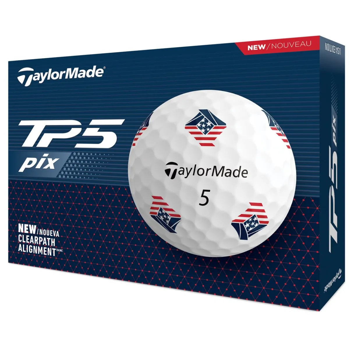 TaylorMade Alignment Stamped Golf Balls^TP5 Pix 3.0 USA Tour Golf Balls