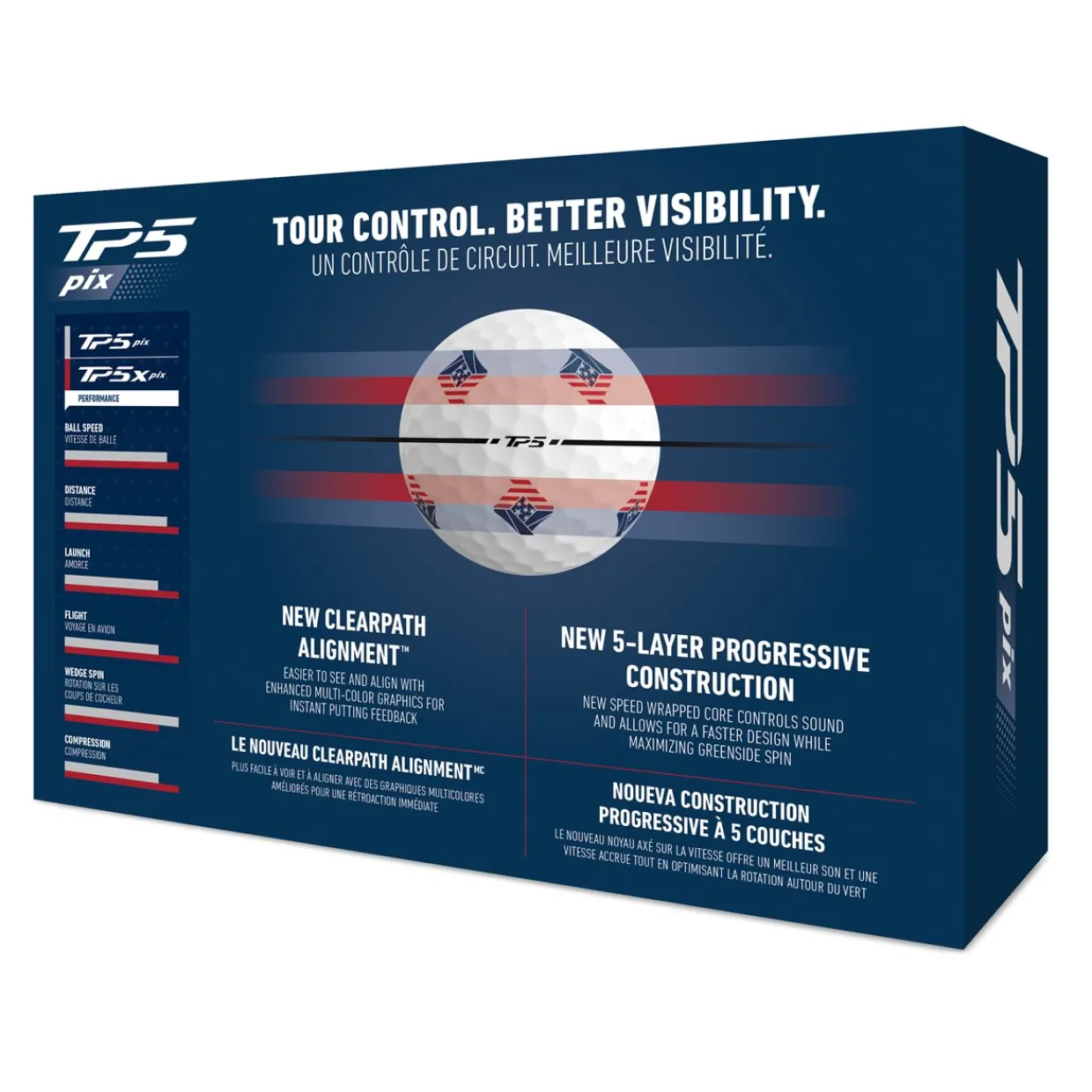 TaylorMade Alignment Stamped Golf Balls^TP5 Pix 3.0 USA Tour Golf Balls